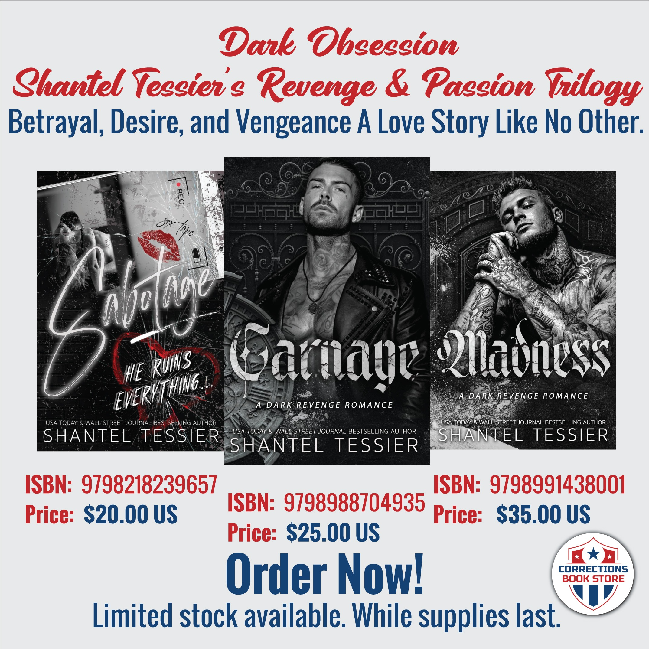 Dark Obsession: Shantel Tessier's Revenge & Passion Trilogy - Corrections Bookstore 
