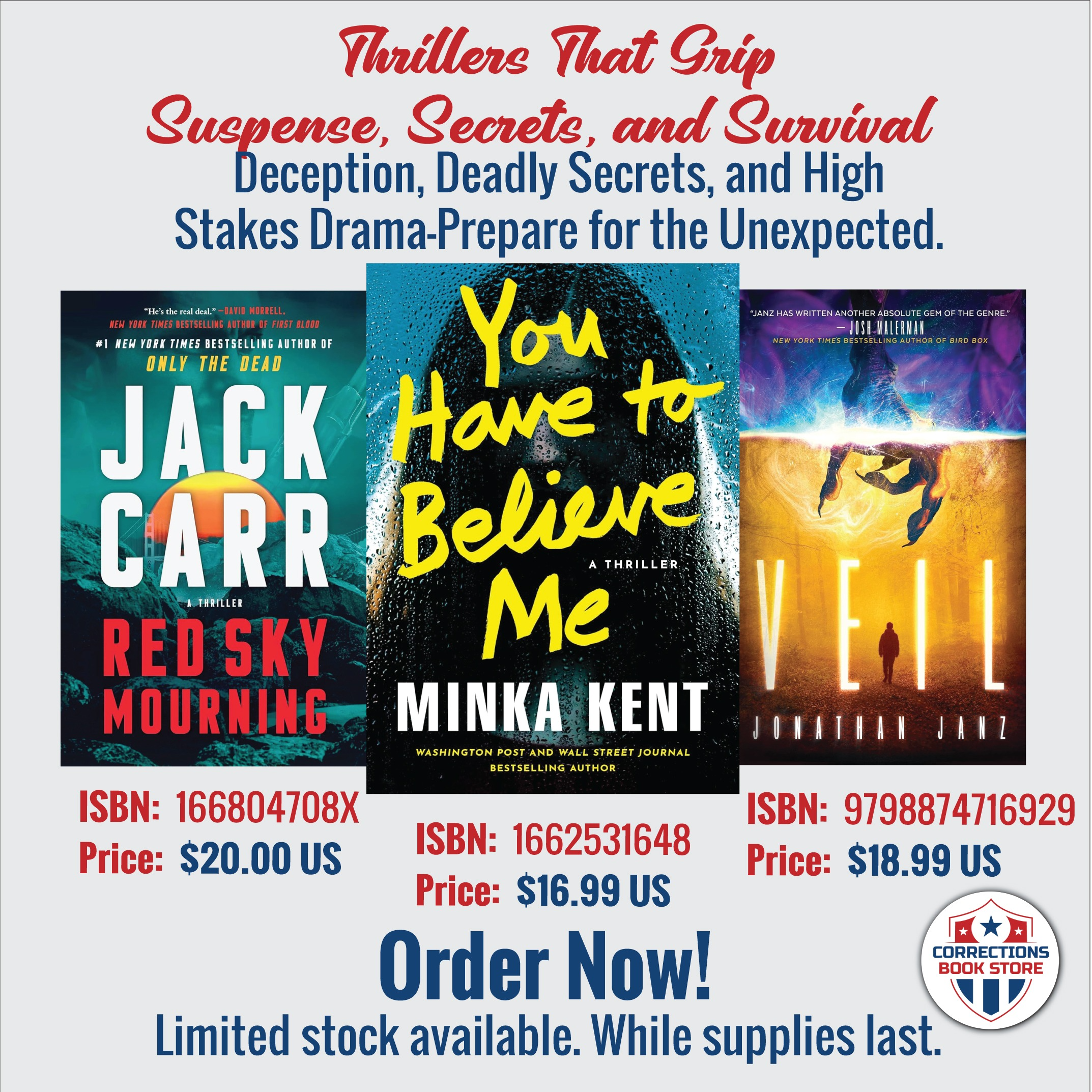 Thrillers That Grip: Suspense, Secrets, and Survival - Corrections Bookstore 