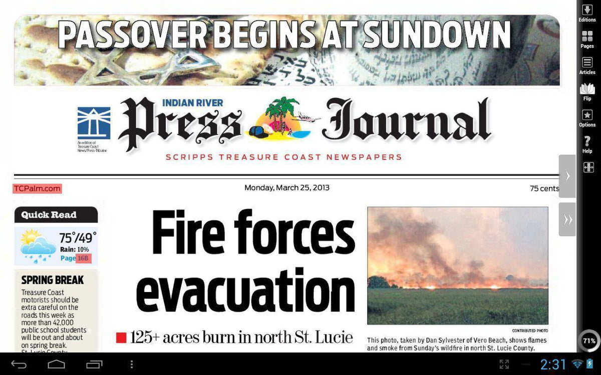 Indian River Press Journal delivered Wednesdays and Sundays, 2-day delivery service for 8 weeks, featuring local news and updates.